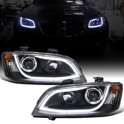 Ronnin - Fits 2008-2009 Pontiac G8 Upgraded Replacement LED Tube Running Lights Projector Headlights Assembly Pair | Black