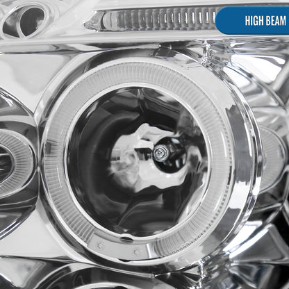 Ronnin - Fits 2006-2008 Volkswagen Golf MK5 Rabbit 2006-2010 Jetta LED Dual Halo Rims Angel Eye Projector Headlights Direct Replacement Pair | Chrome