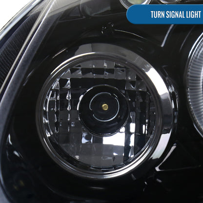 Ronnin - Fits 2006-2008 Volkswagen Golf MK5 Rabbit 2006-2010 Jetta LED Dual Halo Rims Angel Eye Projector Headlights Direct Replacement Pair | Black Smoke