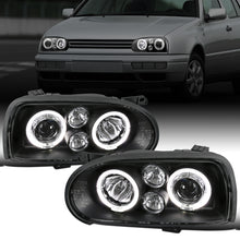 Ronnin - Fits 1993-1998 Volkswagen Golf Cabrio Upgrade Replacement LED Dual Rims Projector Headlights Assembly Pair | Black