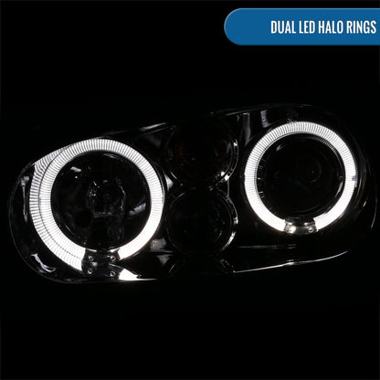 Ronnin - Fits 1999-2006 Volkswagen Golf MK4 GTI Cabrio R32 Upgrade Replacement LED Dual Rims Projector Headlights Assembly Pair | Chrome