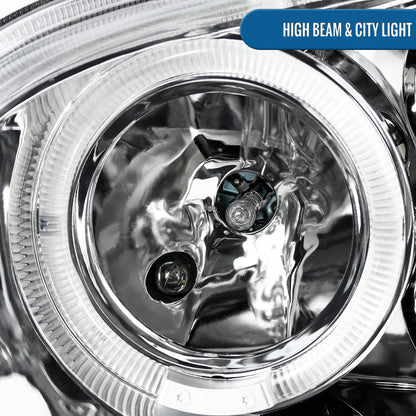 Ronnin - Fits 1999-2006 Volkswagen Golf MK4 GTI Cabrio R32 Upgrade Replacement LED Dual Rims Projector Headlights Assembly Pair | Chrome