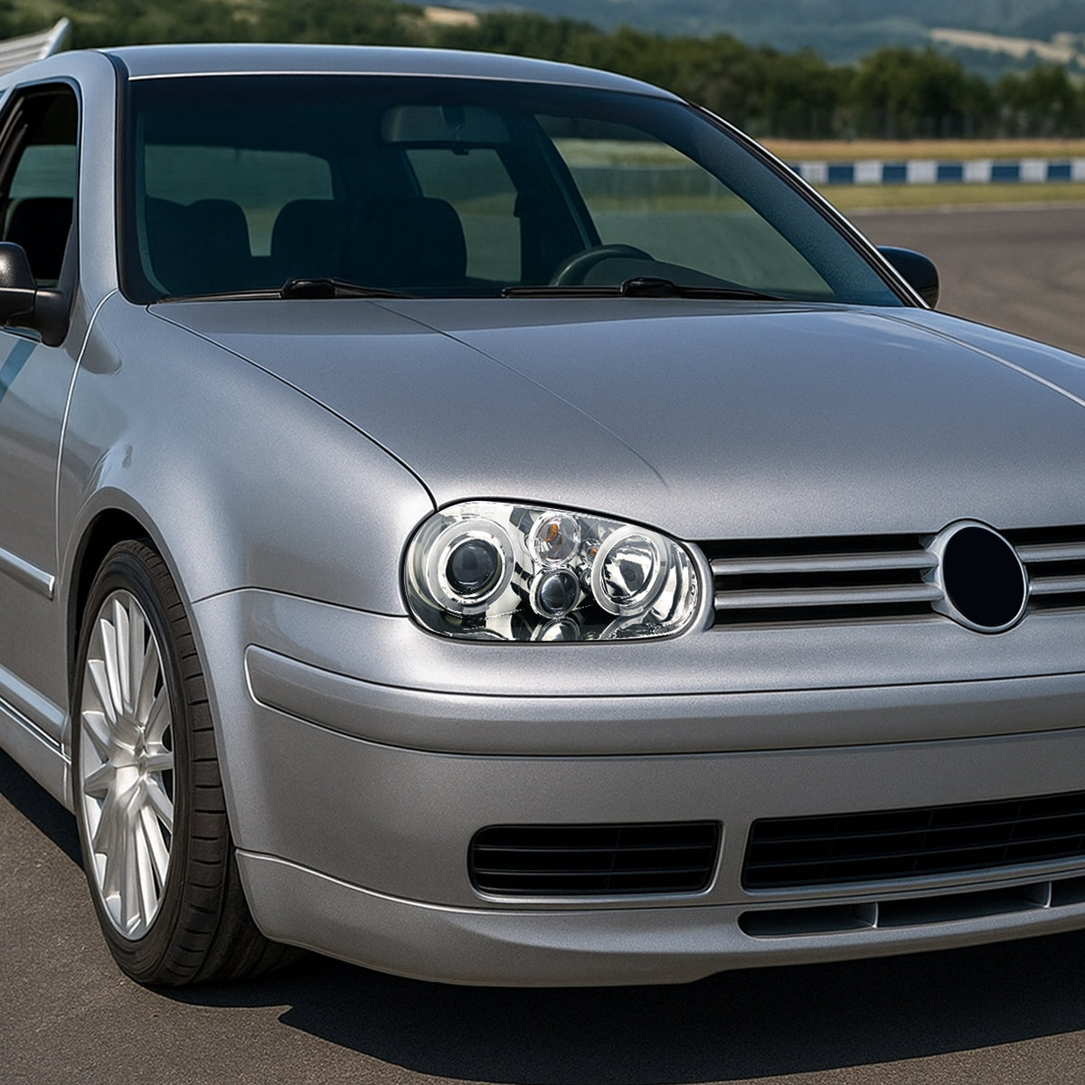 Ronnin - Fits 1999-2006 Volkswagen Golf MK4 GTI Cabrio R32 Upgrade Replacement LED Dual Rims Projector Headlights Assembly Pair | Chrome