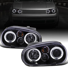 Ronnin - Fits 1999-2006 Volkswagen Golf MK4 GTI Cabrio R32 Upgrade Replacement LED Dual Rims Projector Headlights Assembly Pair | Black Smoke