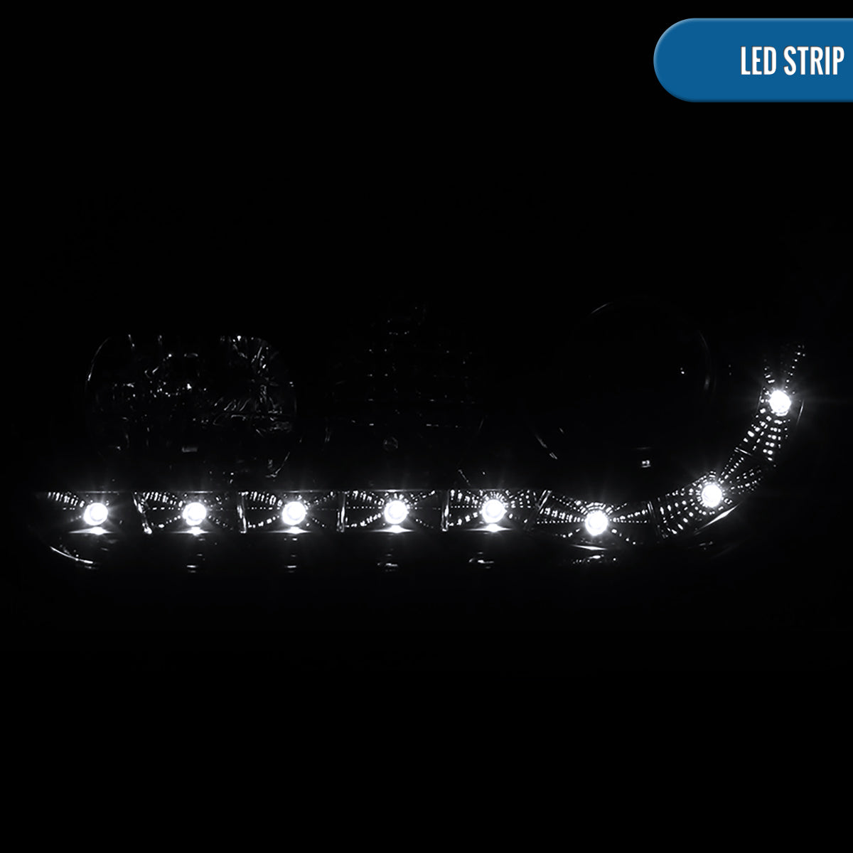 Ronnin - Compatible con Volkswagen Golf MK4 GTI Cabrio R32 1999-2006 Luces diurnas LED Par de faros delanteros con proyector | Negro Ahumado