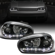 Ronnin - Compatible con Volkswagen Golf MK4 GTI Cabrio R32 1999-2006 Luces Diurnas LED Proyector Faros Delanteros Ensamblaje Par | Negro