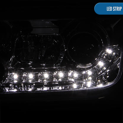 Ronnin - Se adapta a Volkswagen Jetta MK4 de 1999-2005 Faros delanteros con proyector de tubo LED y faros antiniebla, juego mejorado | Cromado
