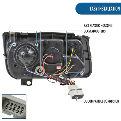Ronnin - Se adapta a Volkswagen Jetta MK4 de 1999-2005 Faros delanteros con proyector de tubo LED y faros antiniebla, juego mejorado | Cromado