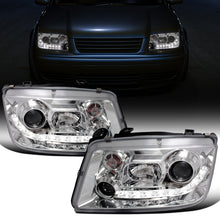 Ronnin - Se adapta a Volkswagen Jetta MK4 de 1999-2005 Faros delanteros con proyector de tubo LED y faros antiniebla, juego mejorado | Cromado