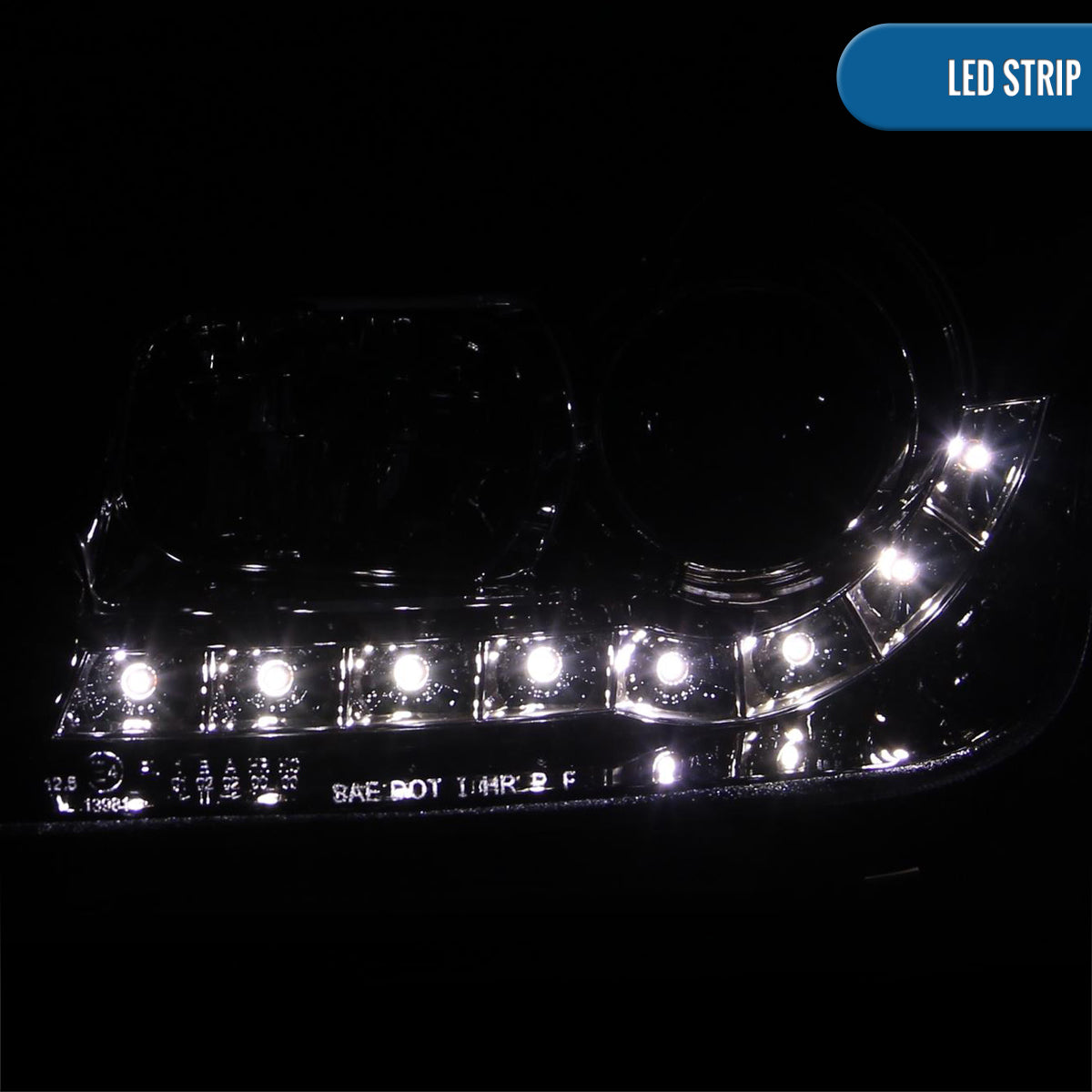 Ronnin - Se adapta a Volkswagen Jetta MK4 de 1999-2005 Faros delanteros con proyector de tubo LED ensamblados mejorados + par de faros antiniebla | Negro ahumado