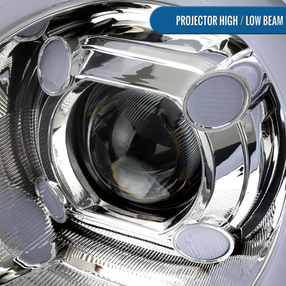 2014-2022 Mini Cooper F55 F56 F57 2016-2022 Clubman F54 LED Tube DRL Switchback Turn Signals Projector Halogen Headlights Assembly Pair | Chrome