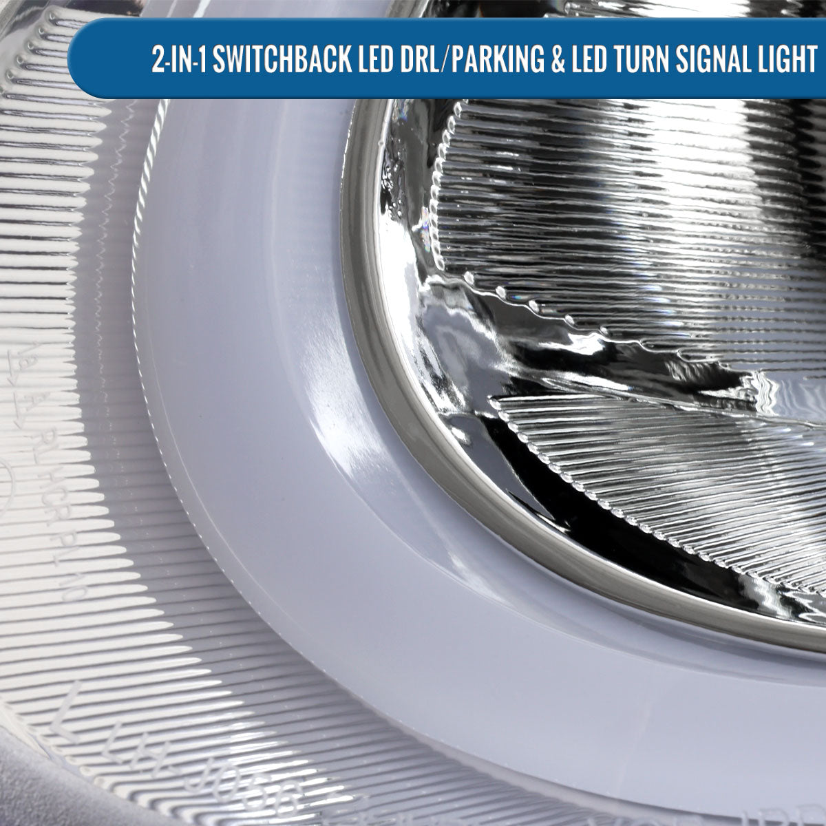 2014-2022 Mini Cooper F55 F56 F57 2016-2022 Clubman F54 LED Tube DRL Switchback Turn Signals Projector Halogen Headlights Assembly Pair | Chrome