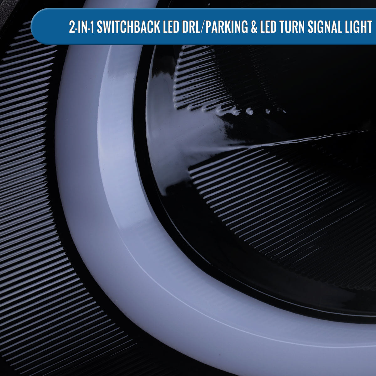 2014-2022 Mini Cooper F55 F56 F57 2016-2022 Clubman F54 LED Tube DRL Switchback Turn Signals Projector Halogen Headlights Assembly Pair | Black Smoke