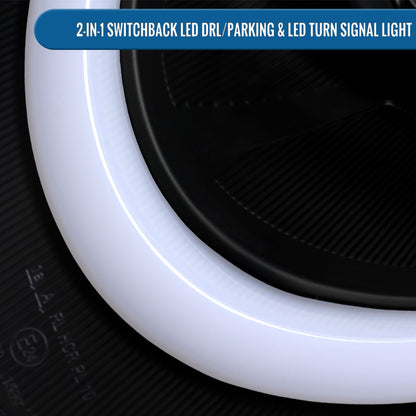 2014-2022 Mini Cooper F55 F56 F57 2016-2022 Clubman F54 LED Tube DRL Switchback Turn Signals Projector Halogen Headlights Assembly Pair | Black