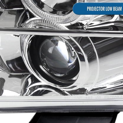 Ronnin - Se adapta a Ford Mustang 2005-2009. Faros delanteros de proyector halógeno con aro de halo LED de repuesto mejorado. Par | Cromo