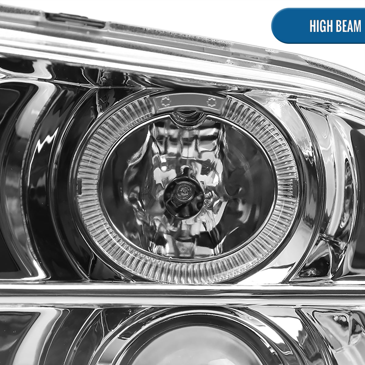 Ronnin - Se adapta a Ford Mustang 2005-2009. Faros delanteros de proyector halógeno con aro de halo LED de repuesto mejorado. Par | Cromo