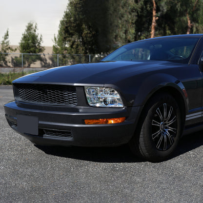 Ronnin - Se adapta a Ford Mustang 2005-2009. Faros delanteros de proyector halógeno con aro de halo LED de repuesto mejorado. Par | Cromo