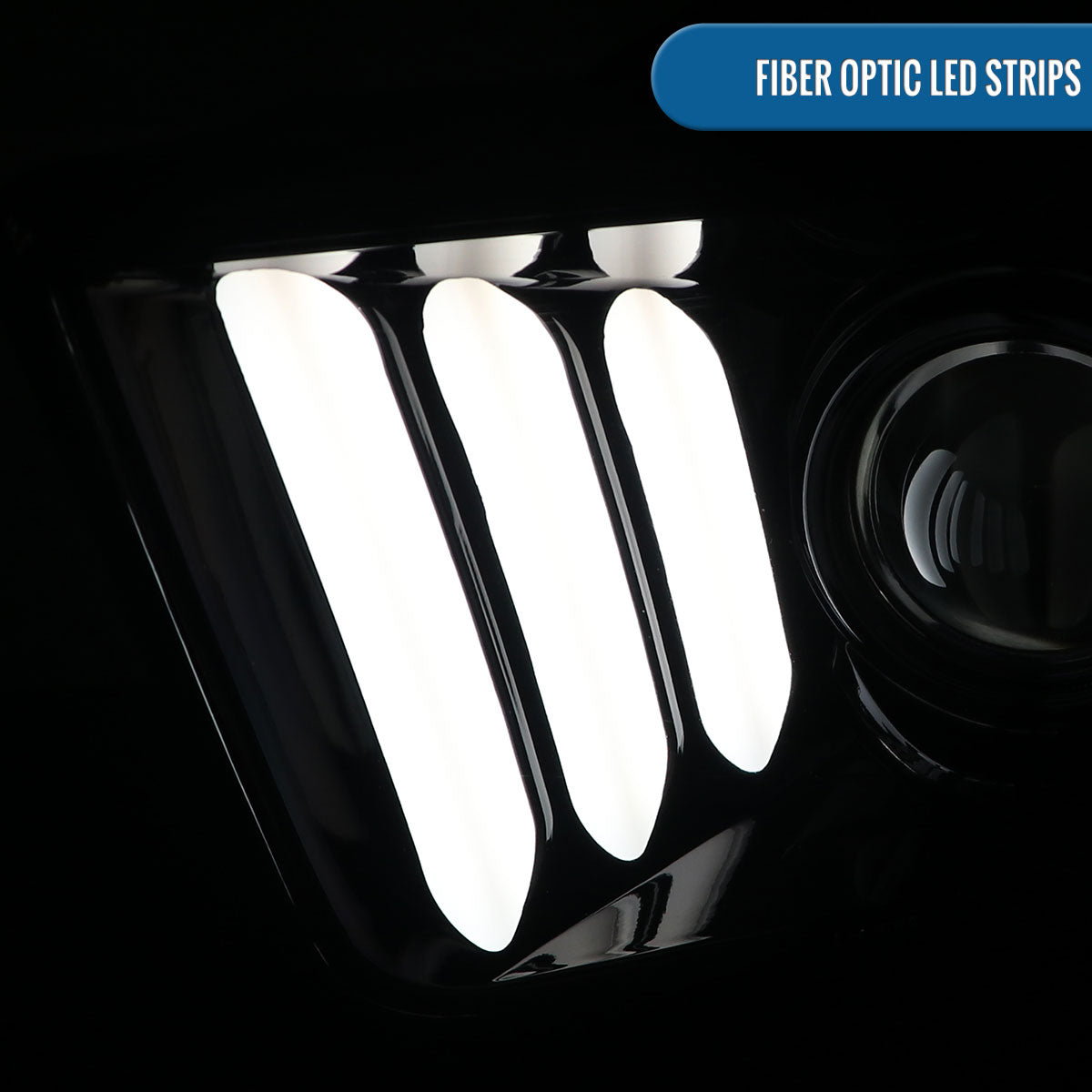 Ronnin - Faros delanteros con proyector de tubo LED de repuesto para Ford Mustang 2005-2009 | Negro brillante