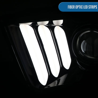 Ronnin - Faros delanteros con proyector de tubo LED de repuesto para Ford Mustang 2005-2009 | Negro brillante