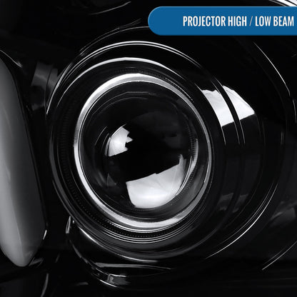 Ronnin - Faros delanteros con proyector de tubo LED de repuesto para Ford Mustang 2005-2009 | Negro brillante
