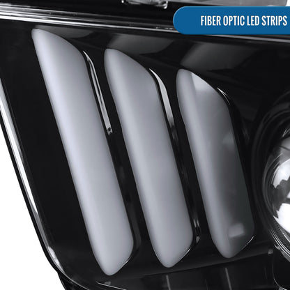 Ronnin - Faros delanteros con proyector de tubo LED de repuesto para Ford Mustang 2005-2009 | Negro brillante
