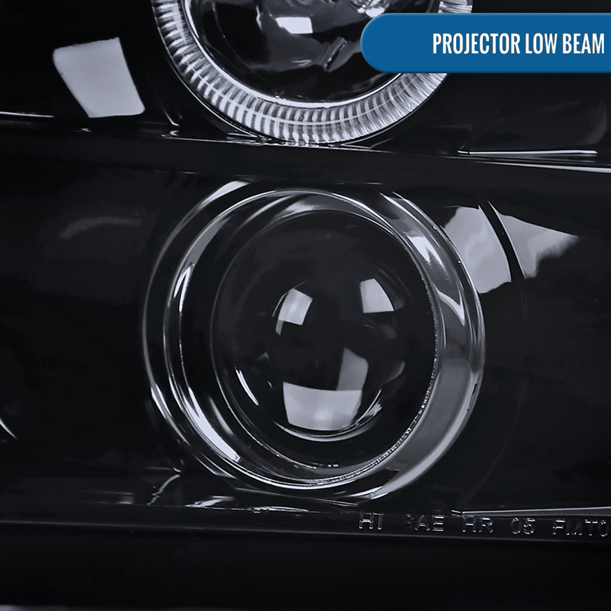 Ronnin - Se adapta a Ford Mustang 2005-2009, conjunto de faros de proyector halógenos con halo LED de repuesto mejorado, par | Negro Humo