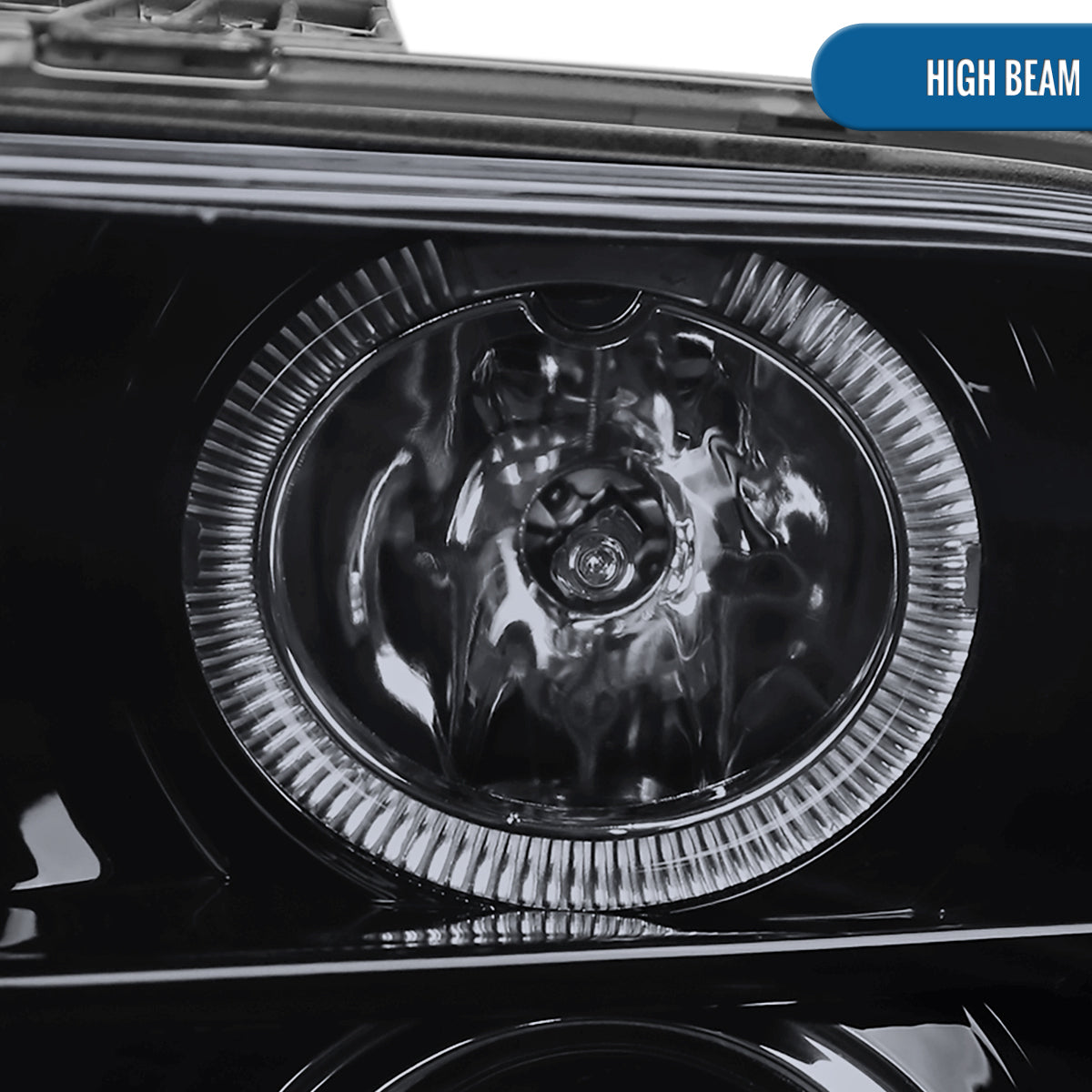 Ronnin - Se adapta a Ford Mustang 2005-2009, conjunto de faros de proyector halógenos con halo LED de repuesto mejorado, par | Negro Humo