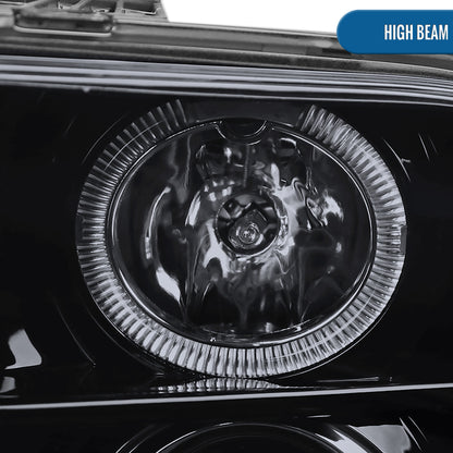 Ronnin - Se adapta a Ford Mustang 2005-2009, conjunto de faros de proyector halógenos con halo LED de repuesto mejorado, par | Negro Humo