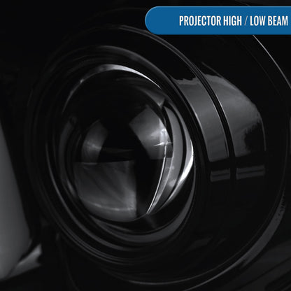 Ronnin - Se adapta a Ford Mustang 2005-2009, conjunto de faros delanteros con proyector de tubo LED de repuesto mejorado, par | Negro ahumado