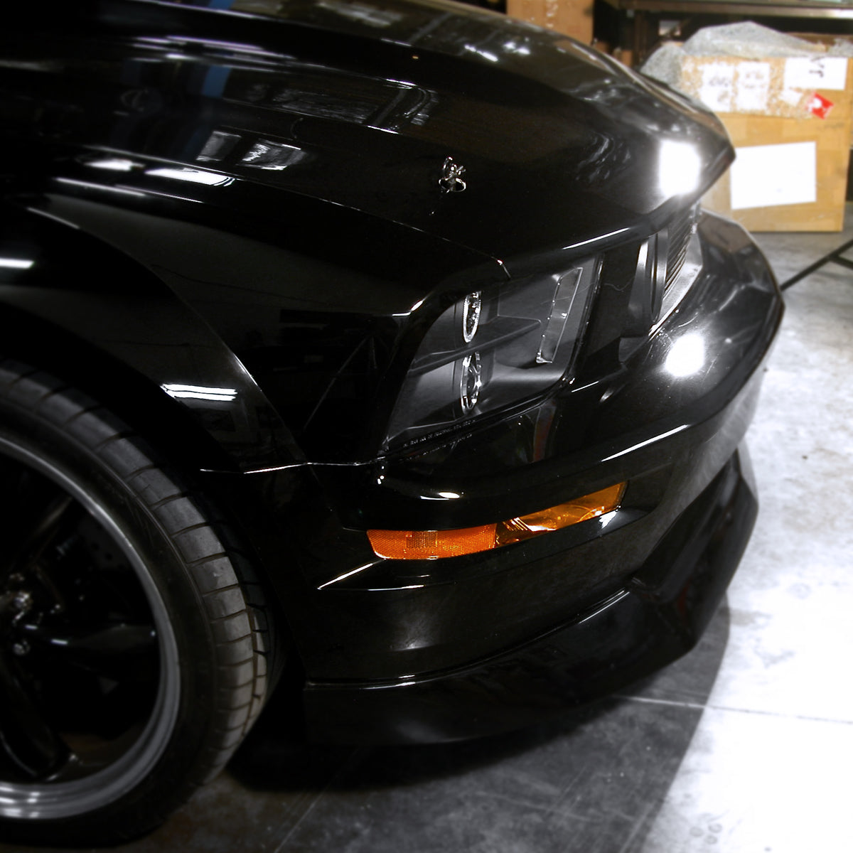 Ronnin - Se adapta a Ford Mustang 2005-2009 Actualización de Faros Proyectores Halógenos con Anillo LED Halo Par | Negro