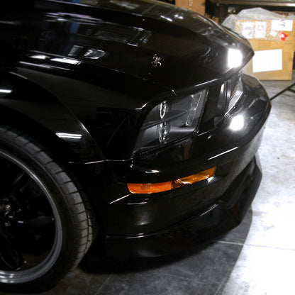 Ronnin - Se adapta a Ford Mustang 2005-2009 Actualización de Faros Proyectores Halógenos con Anillo LED Halo Par | Negro