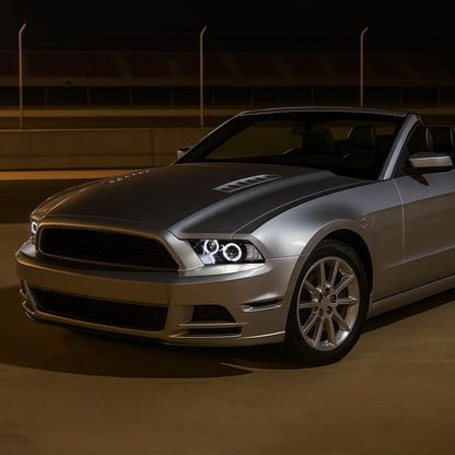 Ronnin - Se adapta a Ford Mustang 2010-2014, faros delanteros con proyector LED de doble aro, par de montaje de repuesto, color negro humo.