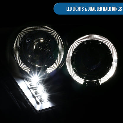 Ronnin - Faros delanteros de proyector con doble aro LED de repuesto mejorados para Ford Mustang 2010-2014, par | Negro
