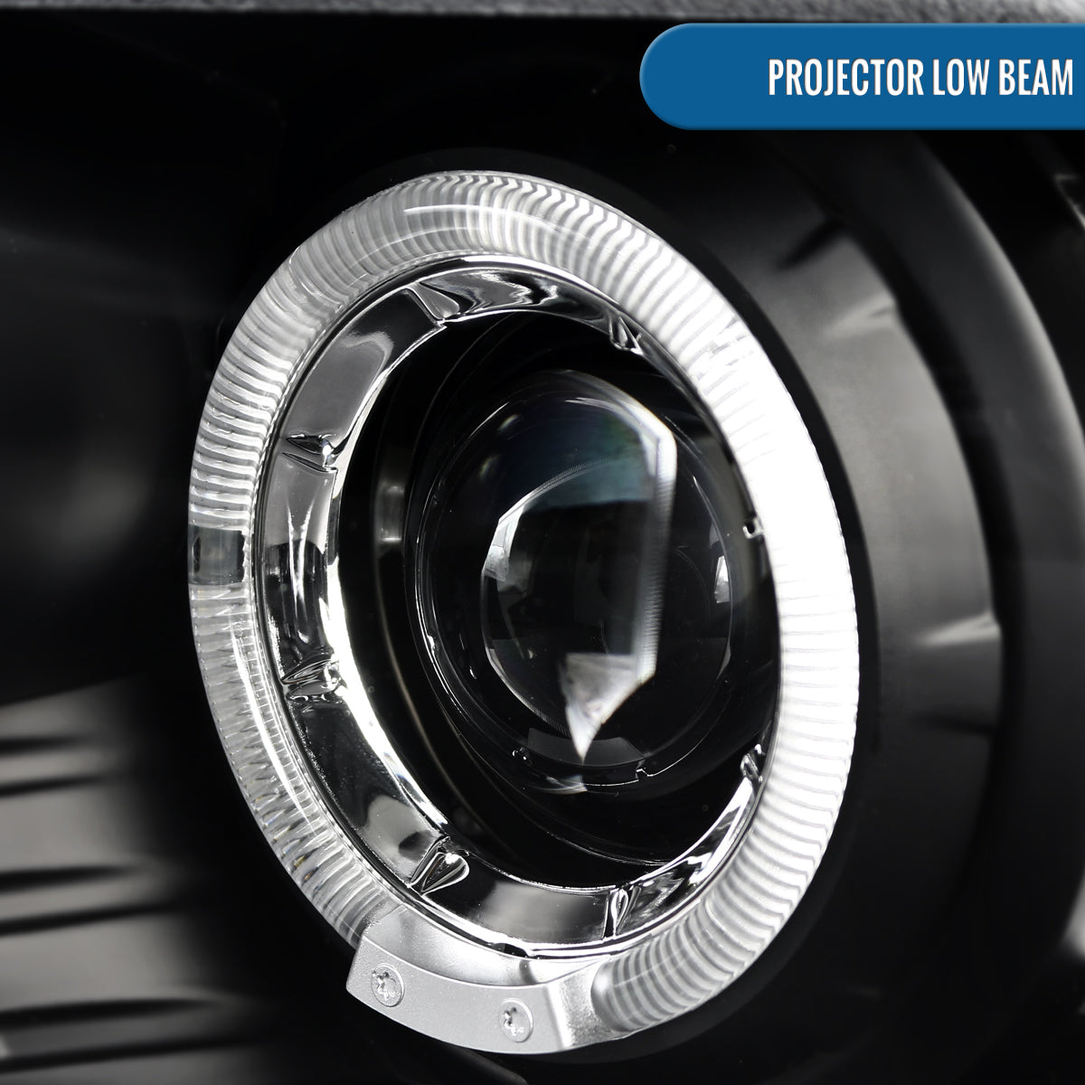 Ronnin - Faros delanteros de proyector con doble aro LED de repuesto mejorados para Ford Mustang 2010-2014, par | Negro