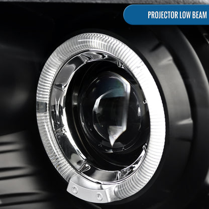 Ronnin - Faros delanteros de proyector con doble aro LED de repuesto mejorados para Ford Mustang 2010-2014, par | Negro