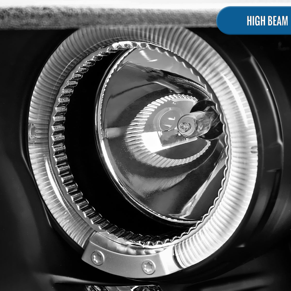 Ronnin - Faros delanteros de proyector con doble aro LED de repuesto mejorados para Ford Mustang 2010-2014, par | Negro