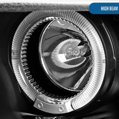 Ronnin - Faros delanteros de proyector con doble aro LED de repuesto mejorados para Ford Mustang 2010-2014, par | Negro