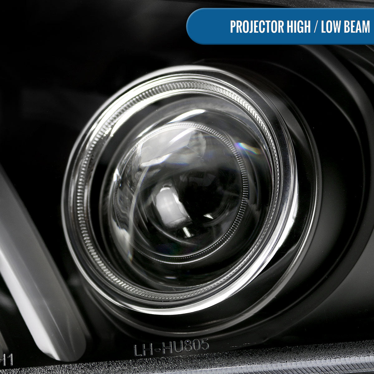 Ronnin - Faros delanteros con proyector y señales de giro secuenciales con tubo LED de actualización para Ford Mustang 2010-2014, par | Negro