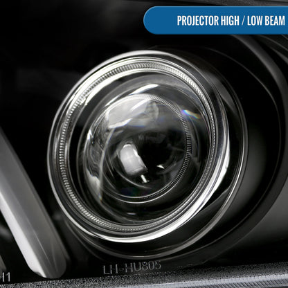 Ronnin - Faros delanteros con proyector y señales de giro secuenciales con tubo LED de actualización para Ford Mustang 2010-2014, par | Negro