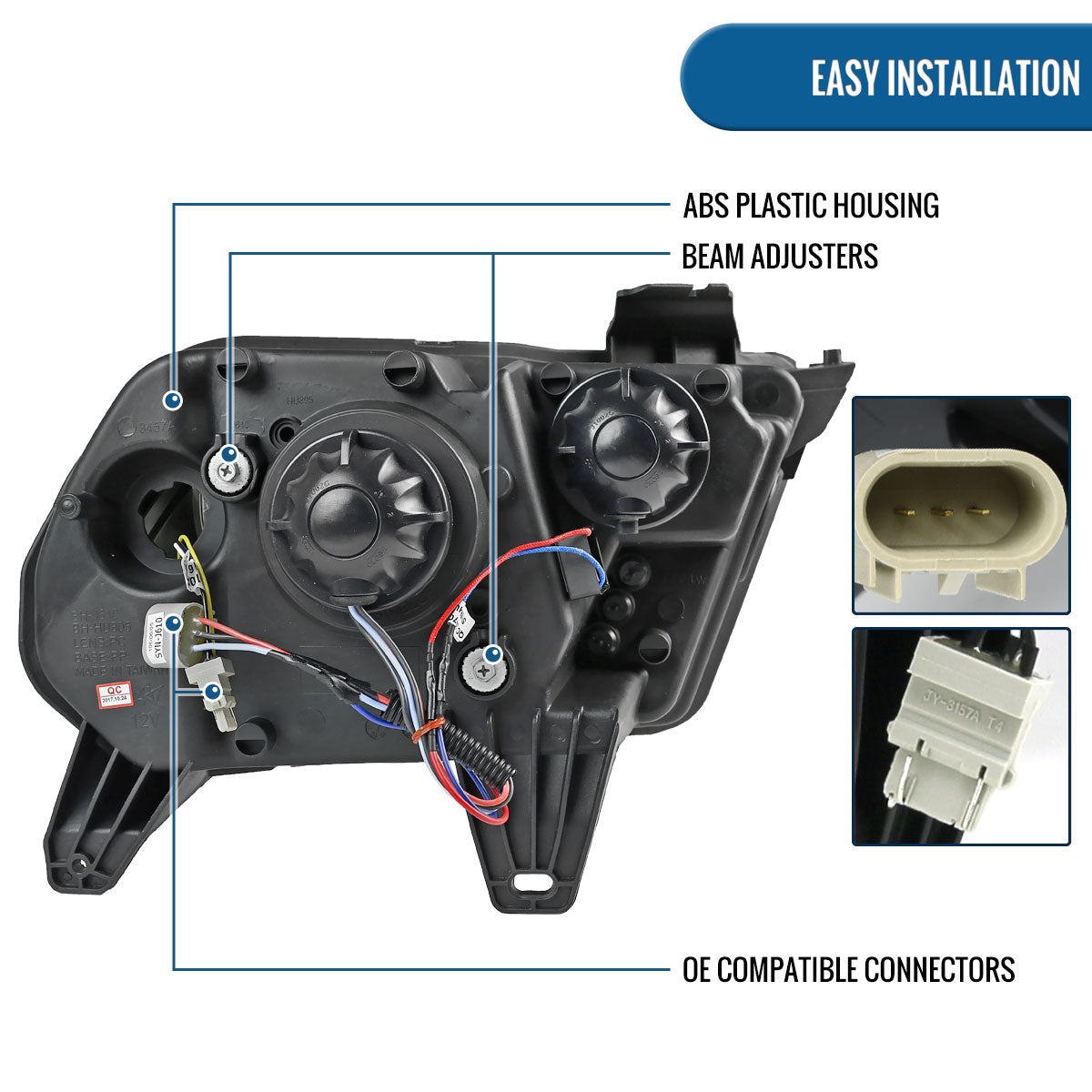 Ronnin - Faros delanteros con proyector y señales de giro secuenciales con tubo LED de actualización para Ford Mustang 2010-2014, par | Negro