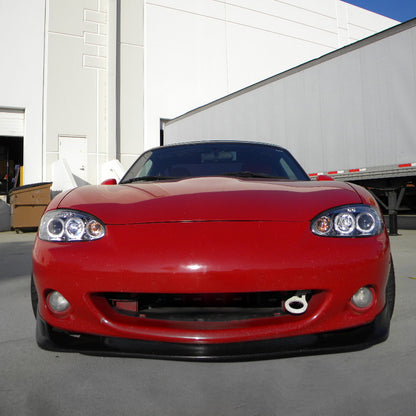 Ronnin - Compatible con Mazda MX-5 Miata 2001-2005 Faros delanteros de proyector con luces de circulación diurna LED de doble halo y aros mejorados, par | Cromado
