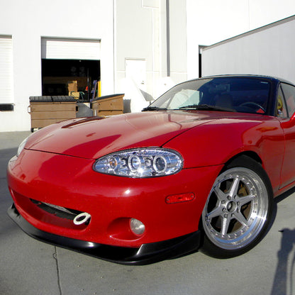 Ronnin - Compatible con Mazda MX-5 Miata 2001-2005 Faros delanteros de proyector con luces de circulación diurna LED de doble halo y aros mejorados, par | Cromado