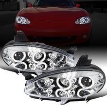 Ronnin - Compatible con Mazda MX-5 Miata 2001-2005 Faros delanteros de proyector con luces de circulación diurna LED de doble halo y aros mejorados, par | Cromado