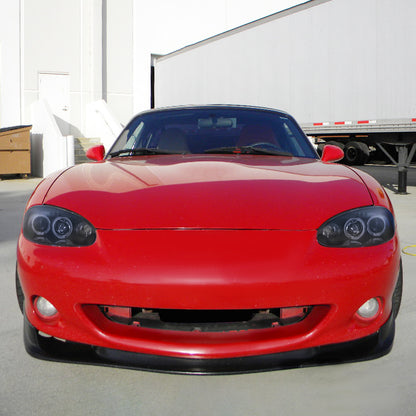 Ronnin - Compatible con Mazda MX-5 Miata 2001-2005 Faros delanteros con proyector de luces de circulación diurna LED de doble halo mejorados | Negro Ahumado