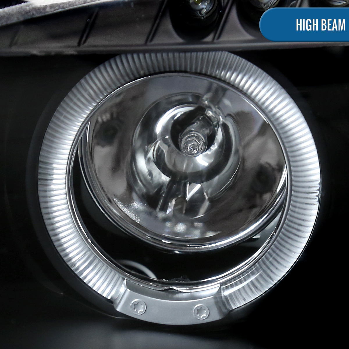 Ronnin - Compatible con Mazda MX-5 Miata 2001-2005 Faros delanteros tipo proyector de repuesto mejorados con LED de doble halo y luces de circulación diurna, par | Negro