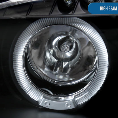 Ronnin - Compatible con Mazda MX-5 Miata 2001-2005 Faros delanteros tipo proyector de repuesto mejorados con LED de doble halo y luces de circulación diurna, par | Negro