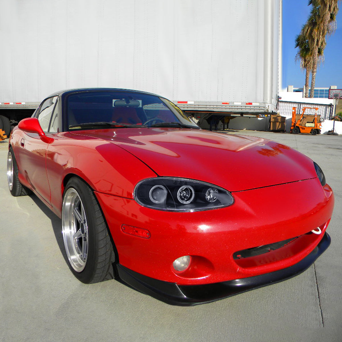 Ronnin - Compatible con Mazda MX-5 Miata 2001-2005 Faros delanteros tipo proyector de repuesto mejorados con LED de doble halo y luces de circulación diurna, par | Negro