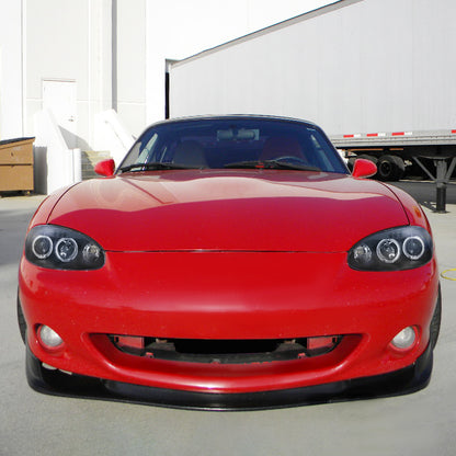 Ronnin - Compatible con Mazda MX-5 Miata 2001-2005 Faros delanteros tipo proyector de repuesto mejorados con LED de doble halo y luces de circulación diurna, par | Negro
