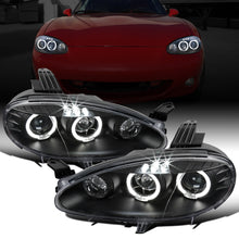 Ronnin - Compatible con Mazda MX-5 Miata 2001-2005 Faros delanteros tipo proyector de repuesto mejorados con LED de doble halo y luces de circulación diurna, par | Negro