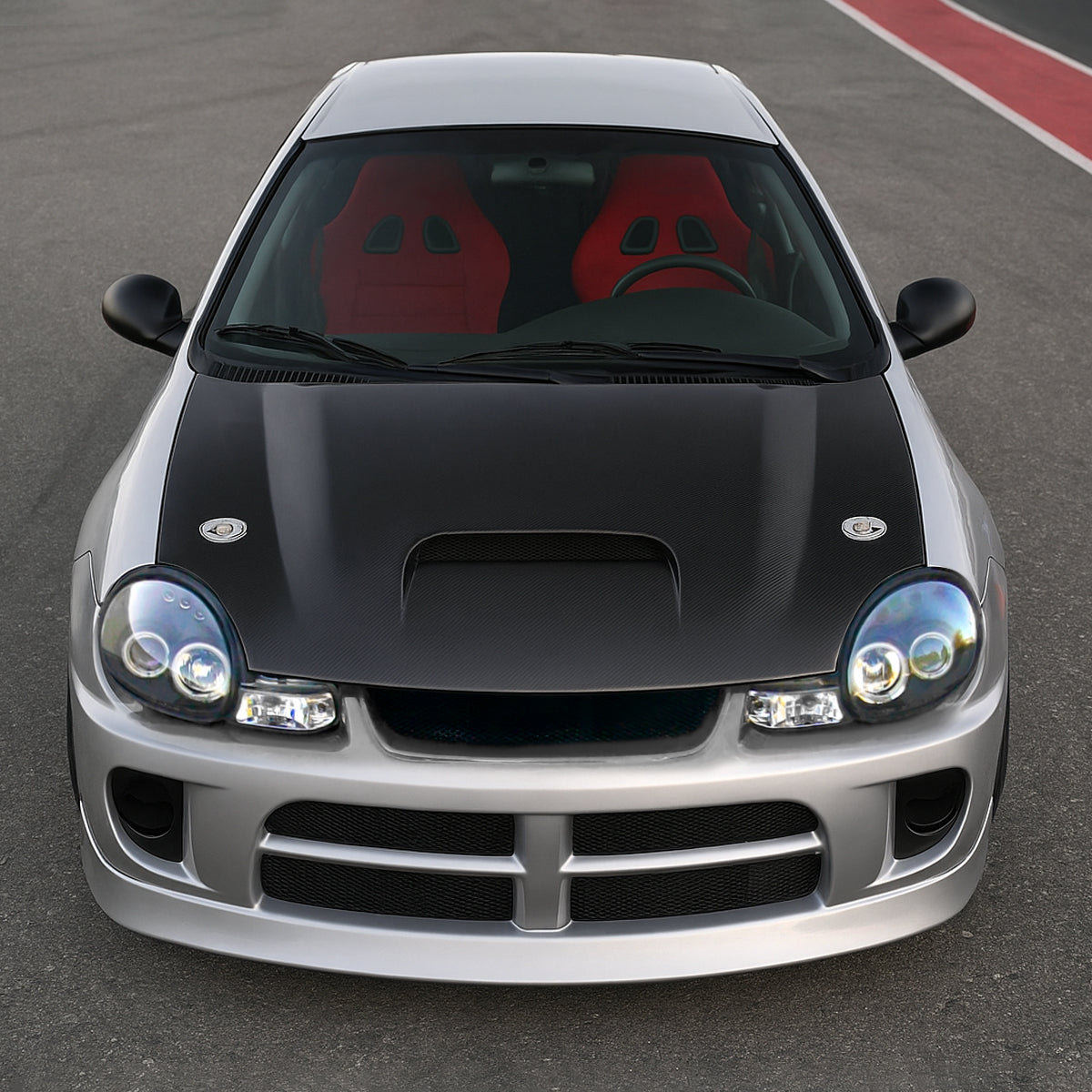 Ronnin - Compatible con Dodge Neon Plymouth Neon 2000-2002 | Par de faros delanteros de proyector de doble aro LED de repuesto mejorados | Negros